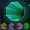RGB 3D Wall Light, Mirror Tunnel Lamp with Remote Control, Multi-Color Night Light for Playroom Decor, Geometric Colour Changing LED Art, 70cm