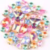 Rhinestones Sew On Crystals 50Pcs Gold Claw Setting Mix Blue