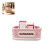 Rhlfoken Bandage Organizer Tray, 4-Slot Holder for Classroom Office, Pink