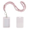 Rimvoe Scrunchie Lanyard with ID Holder for Teacher (Pink Stripe)