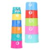 RiToEasysports Stacking Cups Toy, 11pcs Bright Color Nesting Cup Set for Baby Bath, Educational Toys with Letters Numbers
