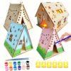RivanPal DIY Wooden House Craft Kit with LED Candles and Paint Set