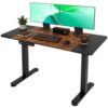 RKPWDE 48x24 Inch Electric Standing Desk Adjustable Height Sit Stand Desk (Black+Brown, 55x24, Metal)