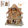 Rnfinewow 3D Puzzles for Adults-Cuckoo Clock, Swiss Country Cottage Clock Kit (with Pendulum), Wooden Puzzles for Adults Home Decor DIY Watch Making Model Kit Christmas Day Puzzle Gifts for Men Women