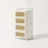 RNXRZANK Storage Unit with Rolling Casters, Installation Drawer Storage Cabinet for Home Organization, for Kids Room, Tea Color, Upgraded Push-Pull Handle, 32cm Width, 4 Layers, with Mobile Wheels