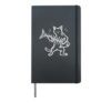 Rockstar Cat Playing Guitar Fish Skeleton Funny Kitten Hardcover Journal, Black
