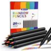 ROCOD Rainbow Pencils, 12 Rainbow Colored Pencils, Fun Pencil, Art Supplies for Kids, Birthday Christmas Gifts for Kid 8-12 Stocking Stuffers Easter Basket