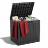 ROJIK 40 Gallon Resin Deck Box, Lockable Waterproof Weatherproof Outdoor Storage Container for Garden Tools, Cushions & Outdoor Accessories（Black
