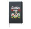 Roller Skate Floral Rollin Into 3 girls 3rd birthday gifts Hardcover Journal, Black