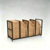 Rolling Cardboard Storage Rack, Heavy‑Duty Metal Cardboard Organizer Cart with Dividers, Mobile Corrugated Box Holder for Warehouse Garage Workshop Recycling