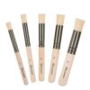 ROLLINGDOG 5-Piece Round Stub Oil Paint Brushes – Natural Bristle Artist Set for Blending & Canvas Painting, Short Handle, Nickel Plated Ferrules, Sizes #1-#5
