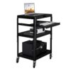 Rolling Instrument Cart, 3-Tier Steel Stand with Keyboard Shelf & Adjustable Height, Mobile Computer Workstation for Office, Lab, Rolling Computer Stand, Keyboard Shelf Carts, Tech Cart for Equipment