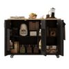 Rolling Island Cart for Kitchen with Drop Leaf with Storage and Dining Table, Kitchen Islands with Wheels Towel Rack， for Kitchen, Dining Room, Black