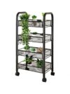 Rolling Storage Cart Black Carbon Steel with Drain Basket，4 Tier