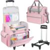 Rolling Teacher Bag with Wheels, Teacher Tote Bag with Detachable Trolley