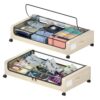 Rolling Under Bed Storage Drawer, 2 Pack, Metal with Wheels for Clothes and Blankets, 31" x 17" x 7.2"