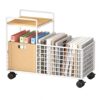 Rolling Utility Cart, 2 Tier Metal, White Double Layer