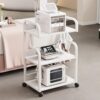 Rolling Utility Cart, 3 Tier Metal Trolley with Wheels, Storage Organizer for Home, Kitchen, Office, Bedroom, Salon - Multifunctional Black Design
