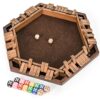 ropoda 6-Way Shut The Box Game-Upgraded 1-6 Player Wooden Dice Game for Adults and Kids, Addition Training, Fun for Family Game Night-Vintage Style