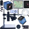 Rosfix Set Earth Pro MCEP-0.5X-PZRR - Digital Stereo Microscope with 7-45x Zoom & C-Mount | LED Ring Light 56x | HDMI/VGA Camera | For Electronics, Laboratory, Biology, Industry