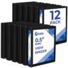 Rosmonde 1/2 Inch 3 Ring Binder Bulk, 12 Pack, Clear View Black Binder