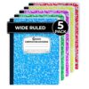 Rosmonde 5 Pack Composition Notebooks Wide Ruled, Color Marble Notebooks