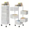 Rotating 5-Tier Kitchen Storage Rack on Wheels, Iron
