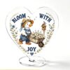 Rotating Acrylic Desktop Ornament Heart - Shaped Duck Pushing Flower Cart Birdhouse Bloom With Joy for Home Office Desktop
