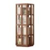 Rotating Bookshelf 4/5 Tier CD Display Rack 360° Storage Tower for Living Room Office Bedroom Library - Modern Brown Book (35x35x124cm)