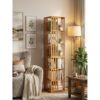 Rotating Bookshelf, 6-Tier 360° Bamboo Bookcase Tower, Brown