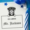 Rottweiler Peeking Ex Libris Book Stamp, Duo Hand Mount, 1-5/8 Square