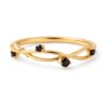 Round Cut Black Onyx Twig Branch Statement Band Elegant Nature-Inspired Stackable Handmade Jewelry Promise Gift For Her