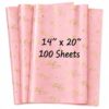 ROVIBIOBIO Thank You Pink Tissue Paper for Gift Bags, 100 Sheets, 20 x 14 Inch