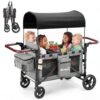 Rovique 4 Seater Wagon Stroller,Wagon Stroller for 4 Kids,Foldable (Gray)
