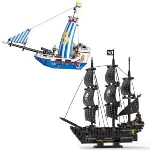 Royal Pirate Ship & Black Pearl Pirate Ship Building Set for Adults