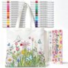 ROYAMOON Coloring Canvas Tote Bag for Women,16'' x 15'' (Butterfly Ladybug)