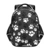 RPLIFE 17 Inch Backpack for Kids, Black White Animal Paw Print Backpack Elementary School