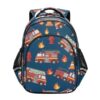 RPLIFE 17 Inch Backpack for Kids, Cute Cartoon Trucks Blue Backpack Elementary School