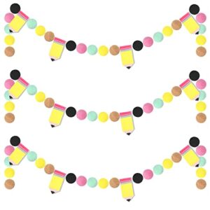 Rtteri 3 Pcs 8.2 ft Back to School Felt Garland Pompom Ball Classroom Decor