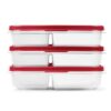 Rubbermaid 3-Pack Plastic Food Storage and Kitchen Organization Container with Dividers for Leftovers and Meal Prep, 5.1 Cup Capacity, Red