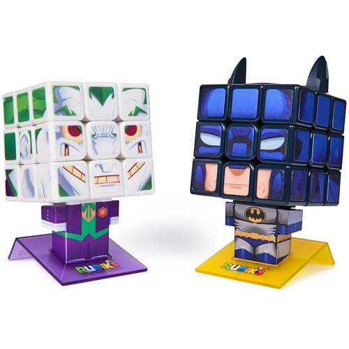 Rubik’s Cube, Batman & Joker Cubers, Amazon Exclusive 2-Pack, DC Comics Collectible Fidget Toy & Desk Decor, Challenging Brain Teaser for Fans of Batman Toys, for Ages 8 & Up
