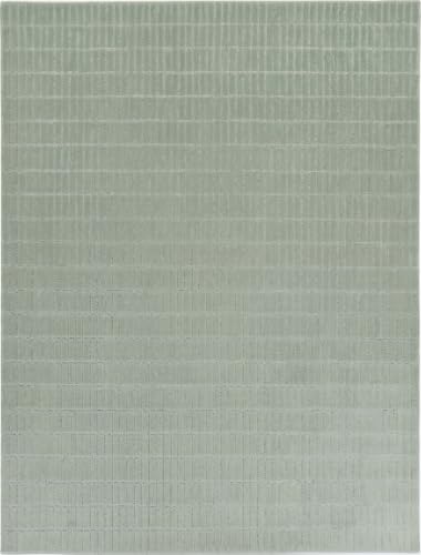 RUGORIA Hand-Tufted 100% Wool Area Rug – Unique Modern Geometric Grid Pattern, Soft Plush Textured Carpet for Living Room, Bedroom, Dining Room & Entryway (Sage Green, 9' x 9' sq)