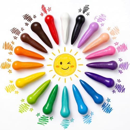RuiHawk Jumbo Crayons for Toddlers 1-3, 18 Colors Easy-Grip & Unbreakable - Washable, Non-Toxic, Anti-Roll Art Supplies, Perfect First Crayons & Sensory Toy Gift for Ages 1-4