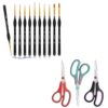 RUKIFAY 3 Pack All Purpose Scissors Set+11 PCS Paint Brushes Set