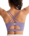 RUNNING GIRL Sports Bras for Women,Padded Purple Sports Bra Tank Top Sexy Crisscross Back High Impact Longline Workout Yoga Bra(WX2354Misty Purple,S)