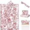 RUSPEPA Vintage Christmas Tissue Paper, Red Vintage Santa Toile Design Gift Wrapping Tissue Paper for Holiday Gift Bags, Christmas Presents, Party Favors, DIY Crafts, 19.5 x 27.5 Inches, 25 Sheets