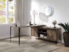 Rustic Oak & Black Finish Writing Desk，Laptop Desk for Bedroom，Workspace for Work Study Writing