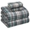 RUVANTI Flannel Sheets Set Full Size,Mint Grey