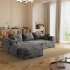 Rwatjairex 93" Corduroy Sectional Couch, Boneless L Shaped Couch with Deep Seat, Cloud Foam Sofa with Oversized Chaise, Sectional Sofa No Assembly Needed for Living Room
