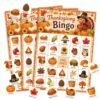 Rwykg Thanksgiving Bingo Game for 24 Players, 5 x 7 Inch Bingo Cards for Adults, Family Friendsgiving Activities, Fall Party and Classroom Games